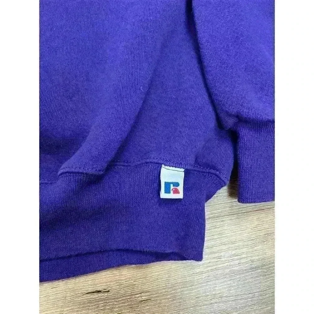 Vtg 90's Ashland University Embroidered Sweatshirt Purple Russell Athletics M